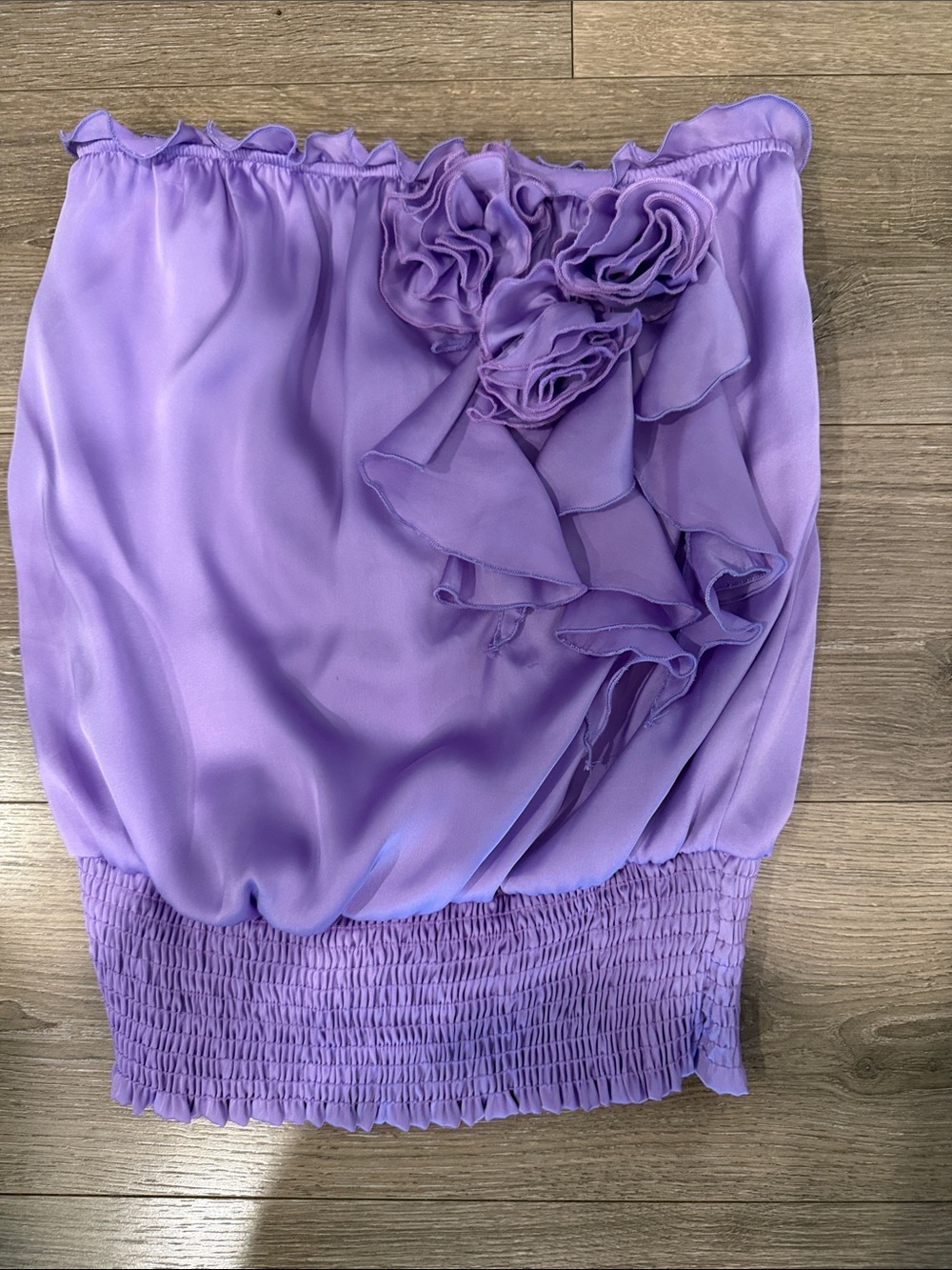 Arden B Lavender Strapless Ruffle Top